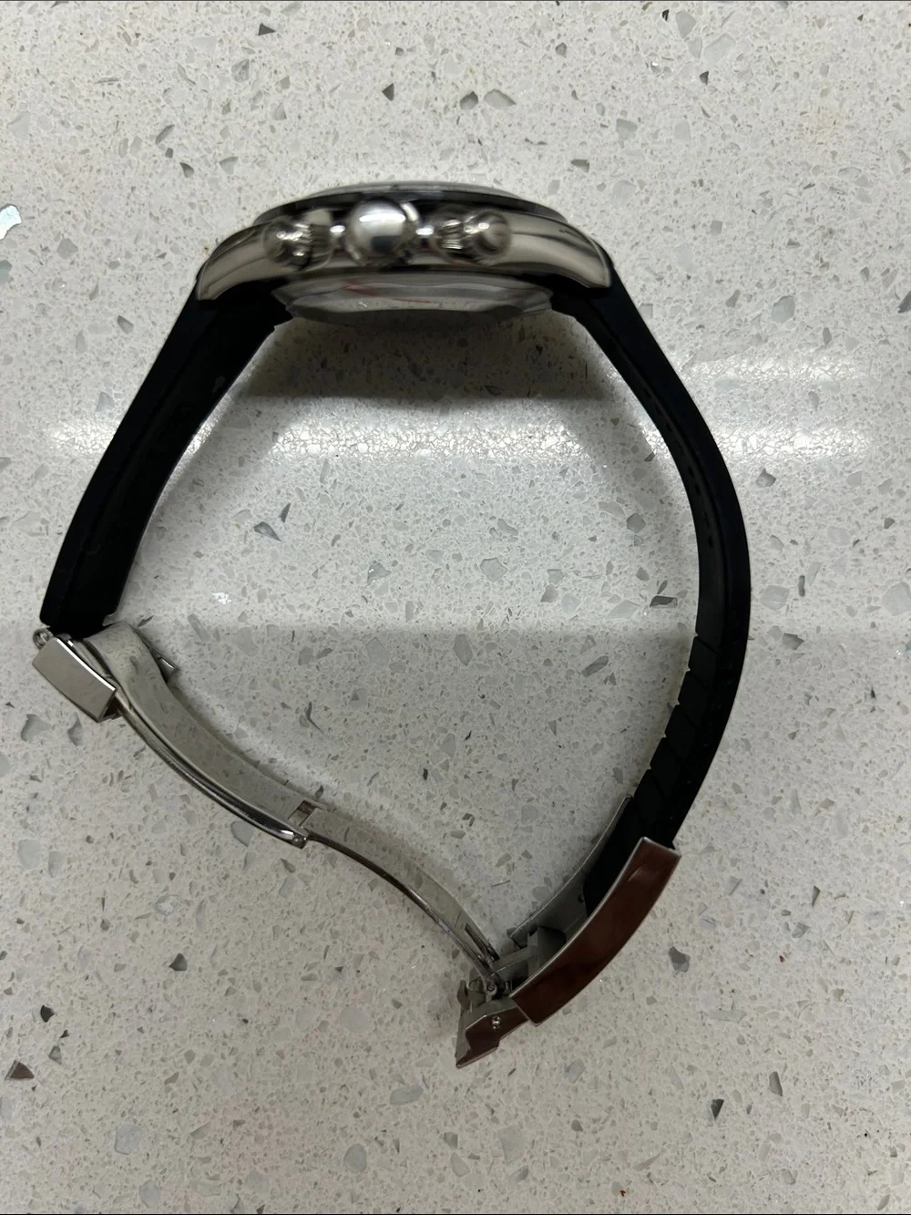 Seiko Black Strap Chronograph Watch with Meteorite Dial 40mm